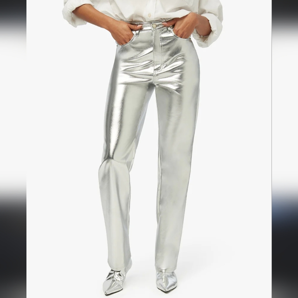 Women's Our Republic for All Silver Shine Metallic High-Rise BootCut Sz 8